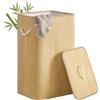 SONGMICS Cesto Portabiancheria con Coperchio, 90 L, Porta Biancheria in Bambù, Rettangolare, Manici, Pieghevole, Sacco Interno Rimovibile e Lavabile In Lavatrice, Naturale LCB077YZ01