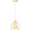 iDEGU Lampadario a Sospensione Moderna 20CM Lampada da Soffitto in Legno e Metallo Design Gabbia Vintage Lampada a Sospensione per Camera da Letto Soggiorno Sala da Pranzo Cucina Ristorante (Bianco)