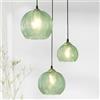 TMKOO Lustro A Sospensione in Vetro A 3 Luci con Parasole Lustri A in Palla di Fatto A Mano Regolabile in Altezza Lampada A per Tavolo da Pranzo per Isole Cucina Scale Salotto(Green)