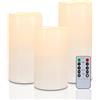 Homemory - Candele a pilastro a LED impermeabili da 10,2 cm, 25,4 x 10,2 cm, funzionamento a batteria, con telecomando e timer per lanterne da interni ed esterni, lunga durata, grande, set di 3