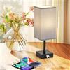 Chao Zan Lampada da Comodino, Lampadina 3 Modalità di Colore (3000/4000/6000K) con Porte di Ricarica USB+C,Interruttore con cerniera, Lampada da Tavolo per Camera da Letto Soggiorno Ufficio (Tipo:B)