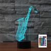 FLRXHK Sassofono 3D Illusion Luce Notturna Touch Tavolo Scrivania Lampada con Telecomando 16 Colori Ottica USB LED Luce Notturna per Bambini Regalo Decorazione della Camera