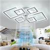 Cucummn Grande Lampadario Con Ventilatore Da Soffitto Quadrato Moderno Smart Pale Da Soffitto Con Luce Telecomando App Dimmerabile Memoria Cristalli Plafoniera Con Ventilatore 6 Velocità Reversibile Soggiorno