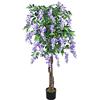 Decovego Wisteria Glicine Pianta Albero Artificiale con Legno Naturale 160cm