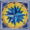 Sicilia Bedda - PIASTRELLA IN CERAMICA SICILIANA - Realizzata e Dipinta a Mano - 15 x 15 x 0.8 CM (Rosa dei Venti Blu)