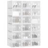 WOLTU Set di 18 Scatole per Scarpe Contenitore Portascarpe Scarpiera Organizzatore Portaoggetti Impilabile Salvaspazio Coperchio Magnetico Plastica Trasparente Bianco 35x25x19cm