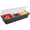 HauTour Contenitore per ingredienti, contenitore in ABS con coperchio, contenitore per ingredienti, 3 x 400 ml, scomparti per limoni, frutta, olive e cocktail, ingredienti per pizza