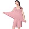 STJDM Camicia da Notte,Pigiama da Donna Set di Grandi Dimensioni in Cotone Elasticizzato Confortevole Abito da casa Pigiama Estivo 4XL Rosa