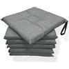 MENKËLL - Set 6 Cuscini Sedia da Cucina in Cotone - Cuscini Coprisedia Universali 40x40 cm - Cuscino 4 punti con Lacci di Fissaggio Imbottiti 100% Made in Italy (Grigio scuro, 40x40 cm)