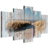 Cuadros B&D XXL - Quadro Mare Spiaggia 100x50 cm 5 Pezzi - Stampa su Tela Strutturata Grande - Quadri Moderni per Camera da Letto Matrimoniale - Stampe da Parete Arte - Paesaggio c-C-0029-b-n