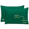 MAYRA Coppia di Federe Personalizzate | Copri Cuscino in 100% Cotone di Alta Qualità | Personalizzabili con Ricamo Nome, Iniziali, Logo, Hotel | Made in Italy | Idea Regalo (Verde Bottiglia)