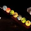 YuchiFa 7 sfere di cristallo Core Memories, pietre di cristallo LED a 7 colori con supporto in legno, ornamenti con sfere di cristallo Chakra per soggiorno,Buono per la meditazione notturna (#4)