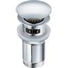 BALNEO Tappo per Lavello Universale Click Cone Pop-Up Cromato, Ottone, Antiruggine, 4 Guarnizioni, Guarnizione, Raccordo di Scarico, 66mm X G1 1/4, con Troppopieno, C-Click
