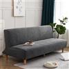 SUIOKPO Copridivano Senza Braccioli 3 Posti Elasticizzato Copridivano AntiGraffio Gatto Copridivano Futon Jacquard Tinta Unita Lavabile, Clic Clac per Soggiorno Casa,Dark Grey