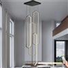 LAMPLAY Lampadario Moderno, 4 Luci LED Ad Anello Di Diamanti Nero, Lampadario Per Villa Regolabile In Altezza, Luce Per Soggiorno Con Telecomando 3000K-6000K Dimmerabile, Scale Del Soggiorno