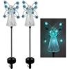 Hiraith Confezione da 2 luci solari a LED a forma di angelo, luci solari per esterni, decorazione da giardino, impermeabili, per Halloween e Natale (blu)