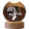 YJDZ Luce notturna a sfera di cristallo - decorazione in vetro caldo e colorato (Le Petit Prince Garde la Rose)