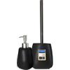 KADAX Set da bagno da 2 pezzi in ceramica, accessori da bagno, dispenser di sapone, bicchiere da bagno, portasapone e scopino WC (spazzola e dispenser nero) (K8180)
