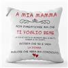 AL PRODUCTION Cuscino Personalizzato con Frase per Mamma 40x40 cm con Fodera e Imbottitura per Divano, Letto e Poltrona - Idee Regalo Donna Compleanno, Natale e Altre Occasioni - Made in Italy
