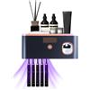 mumisuto Sterilizzatore Portaspazzolino UV, Portaspazzolino Parete, Spazzolino Elettrico UV Sterilizzazione Porta Asciugatrice, con Dispenser Dentifricio, per 5 Spazzolino, 60 Giorni con Una Sola Carica