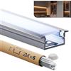 HOOLED Profilo Alluminio per Strisce LED 2m x 6 pezzi, per cartongesso, Profilo LED Dimensioni 19,7 x 10mm, adatto per tutte le strisce fino a 15,5mm, Con diffusore luminoso in PC e clip di montaggio