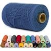 LEREATI Corda Macrame 1mm x 200m Filo Macrame Cordoncino Cotone Spago Colorato, Macramè Filo Cordino per Borse Uncinetto, Arazzo da Parete, Decorazioni, Fai da Te Artigianale (Blu Scuro)