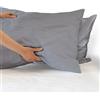 IlGruppone Coppia federe per Cuscino guanciale Letto 100% Cotone Made in Italy con Patella Interna - Grigio - 52x80 cm