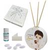 Regalami.shop bomboniera Comunione personalizzata diffusore in marmo di Carrara con scatola, confetti alla mandorla, essenza, nastro in organza e bigliettino personalizzato (comunione bimbo, 1)