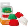 DECORA, 0339747 Pirottini Bianco Rosso Verde, Comodissimi Pirottini per Cuocere, Presentare e Regalare Muffin, Resistono fino a 220°, In comodo Blister