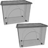 COSE DA CASA 2 bauli STORAGE 80LT Scatole cassa Multiuso Grane cm 60x40x45 Box Portaoggetti Contenitore Organizer Salvaspazio con Coperchio fume 4 Ruote Sovrapponibile organizzazione cesta indumenti Casa Bagno