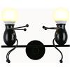 YOXANG Applique Soggiorno Moderno Camera da Letto Creativo Bambola Parete Sconces Illuminazione Metallo Capezzale Decorazione Lampade da Parete 2 × E27 (Nero)