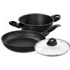 Barazzoni Granitica Extra Induction, Set 3 Pezzi, Padella 24 Cm, Casseruola 20 Cm, Coperchio in Vetro 20 Cm