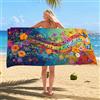 Generic Telo mare con note musicali dai colori vivaci, extra large, motivo floreale, ad asciugatura rapida, senza sabbia, leggero, ideale per viaggi all'aperto, picnic in piscina, 152 x 79 cm