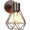 iDEGU Applique da Parete Interno Industrial Vintage E27 Lampada da Parete in Metallo Orientabile Lampada da Muro Plafoniera per Camera da Letto Soggiorno Cucina Caffè (Nero)