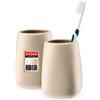 KADAX Bicchiere da bagno, bicchiere per spazzolino da denti in ceramica, tazza da bagno, porta spazzolino da denti, tazza d'acqua opaca (beige, 2 pezzi)