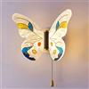 Jadssox Applique da Parete Tiffany Butterfly Applique da Parete in Vetro colorato con Interruttore a Catena, Moderne lampade da Parete a LED per Soggiorno, Bagno, Scala, corridoio