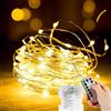Partenopea Catena Luminosa Stringa Luci Filo Rame Micro LED BATTERIA 100 LED Ghirlanda 10 MT Decorazioni Camere Letto Festa Matrimonio Natale Luce calda 8 giochi luce Con Telecomando (LUCE CALDA)