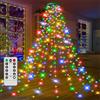 HADAVAKA Albero Di Natale Luci A Cascata, Led Outdoor Xmas Light Con Anello, Luci Di Natale Usb Con Telecomando, Luci A Led Stringa Di Natale Per Interni Ornamenti Di Natale All'aperto (Color,1.5M)