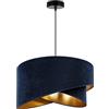 Light Home LH Light-Home Milano Lampadario a Sospensione - Lampadario Industriale per Soggiorno Camera da Letto e Cucina - Lampade a Sospensione in Metallo e con Paralume di Velluto - E27 - Blu Navy e Oro