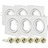 LEDLUX 6 Pezzi Porta Faretti da Incasso Orientabile 30°, Portafaretto GU10 Incasso Con Molla, 6 Portalampade GU10 Inclusi (Quadrato, Bianco)