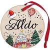 Corredino Neonato Pallina di Natale Personalizzata con Nome, Decorazione Natalizia in legno 100% Italiana, cerchietto albero natale da 8 cm (legno, ALD0)