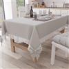 PETTI Artigiani Italiani - Tovaglia, Tovaglia da Tavola, Tovaglia Cucina Rettangolare con Pizzo Sangallo e Fiocchi, Tovaglia Copritavolo Tinta Unita in Cotone, X12 Posti (140x240 cm) Grigio Chiaro