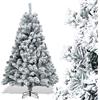 Randaco Albero di Natale artificiale, 150 cm, in PVC floccato di neve, albero di Natale automatico, 550 punte con supporto in metallo, difficile infiammabile, facile da montare