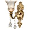 WayLuoung Lampada Da Parete Floreale Vintage 1 Testa Paralume In Vetro Cristallo Applique Parete Lampada Parete In Metallo Con Decorazione Color Bronzo Dorato Retrò Comodino (Base E14 Senza Lampadina)