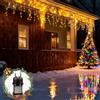 Aigostar Luci Natale Cascata 3M+5M*0.4M, 100 LED Catena Luminosa Impermeabile IP44, Luce Calda, 8 Modalità per Feste, Casa, Natale, Finestra, Matrimonio