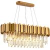 REZIAL Lampadari Moderni Lampadari di Cristallo Moderni, Lusso Trasparente K9 Cristallo Lungo Striscia di Cristallo Eleganti Plafoniere Apparecchio Rettangolare Cromato Appeso per Sala da Pranzo Soggiorno Fo