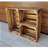 PYXIDAS Cassette in Legno Naturale o Effetto Bruciato, Lungo o Corto, 50x40x15 cm - Set Portafrutta Decorativo e Contenitore - Robuste, Pulite,Cucina o Arredo Rustico (Effetto Bruciato cruciforme, 1)