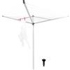 Brabantia - Stendibiancheria ad Ombrello Essential - 30m di Spazio per Stendere - Corde Resistenti ai raggi UV con Profilo Antiscivolo - Incluso Picchetto in Plastica (35mm) - Metallic Grey - ø 271cm
