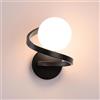 AoLa Lampada Da Parete A Sfera Per Interni G9 Applique Da Parete Design Moderno Palla Paralume in Vetro Lampada Da Letto Lampada Da Parete Camera Da Letto Deco Lampada Da Corridoio Minimalista,Nero