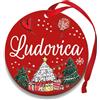 Corredino Neonato Pallina di Natale Personalizzata con Nome, Decorazione Natalizia 100% Italiana, Rosso, 8 cm (Rosso, Ludovica)
